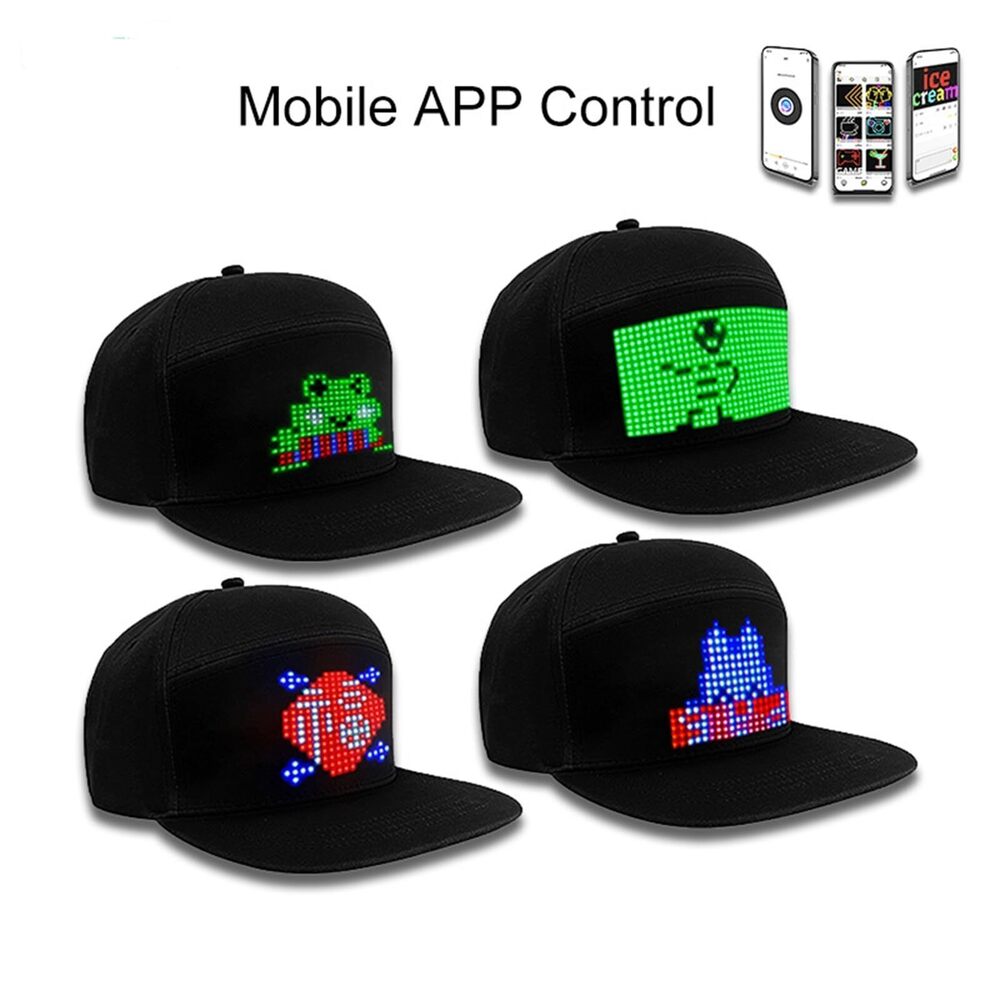 6103 Dot Array Color LED Programmable Display Screen Hat with Mobile APP - Picture 4 of 9